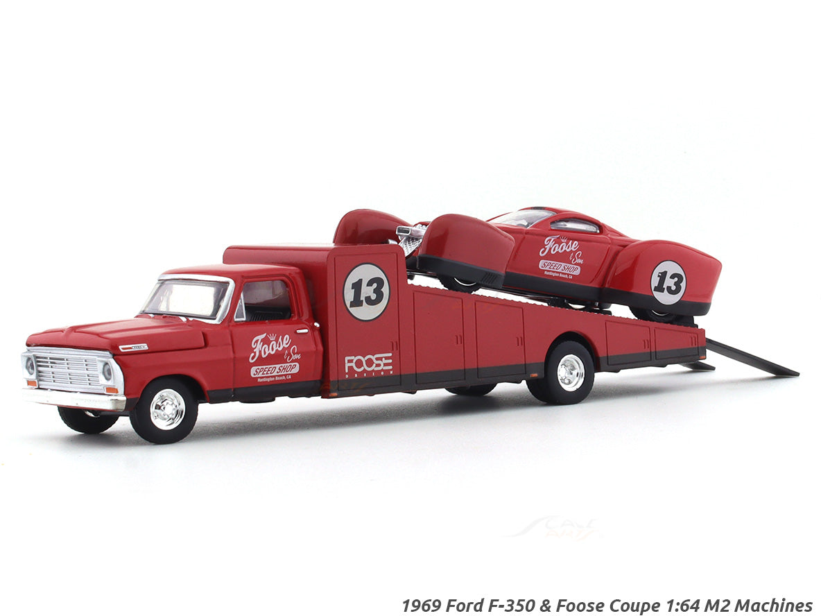 1969 Ford F-350 & Foose Coupe 1:64 M2 Machines diecast hauler