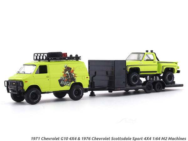 1971 Chevrolet G10 4X4 & 1976 Chevrolet Scottsdale Sport 4X4 1:64 M2 Machines diecast hauler scale model
