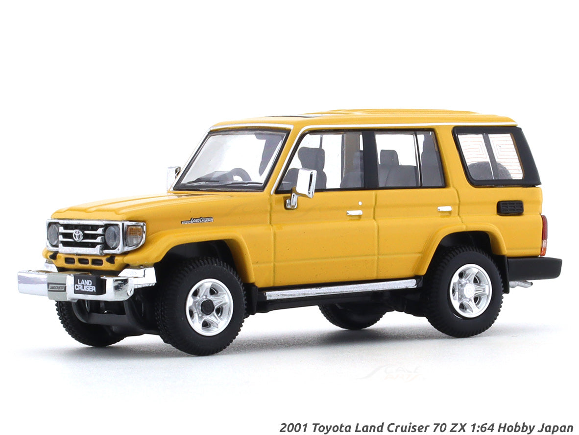 汽車模型 2001 Toyota Land Cruiser 70 ZX yellow 1:64 Hobby Japan diecast