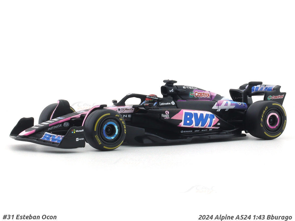 Bburago - Alpine A524 F1 Bahrain 2024#Gasly - Voiture Miniature De Collection En Métal À L'Échelle 1/43 - Modèle Réduit Officiel Formule 1 Saison 2024 - Finitions Réalistes - Edition Collector