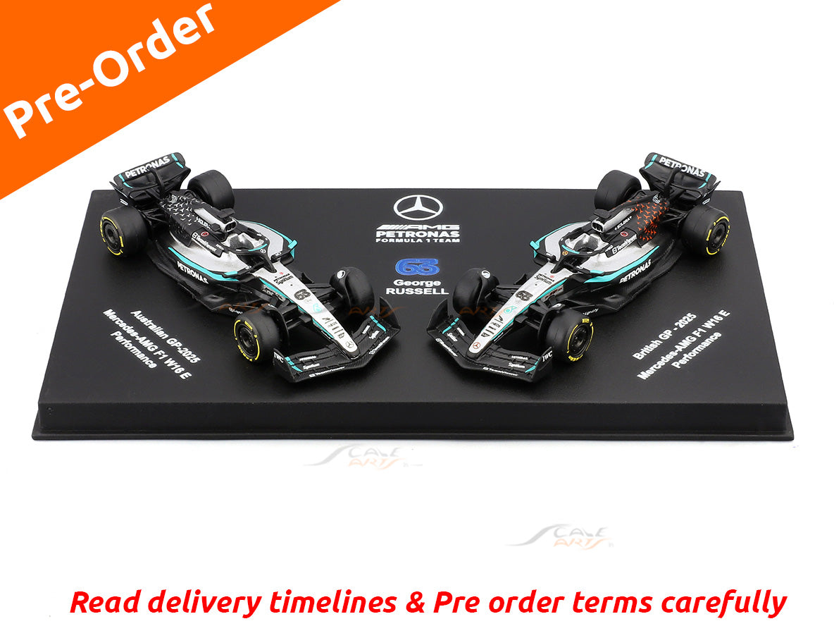 Pre Order : 2025 Mercedes W16 Twin Pack George R 1:64 Bburago