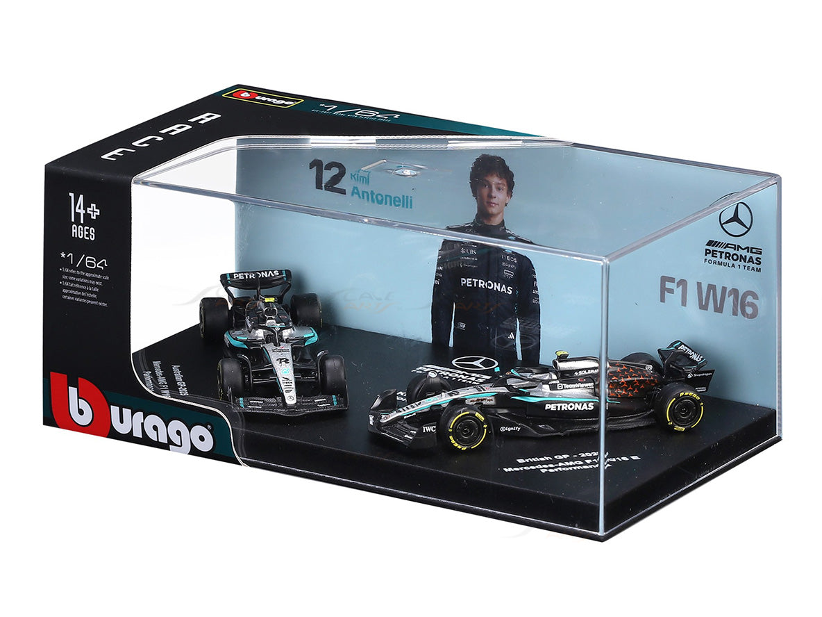 Pre Order : 2025 Mercedes W16 Twin Pack Kimi A 1:64 Bburago
