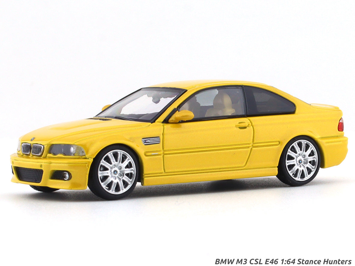 BMW M3 CSL E46 yellow 1:64 Stance Hunters diecast scale model car ...