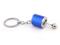 Gear shifter blue metal keyring / keychain