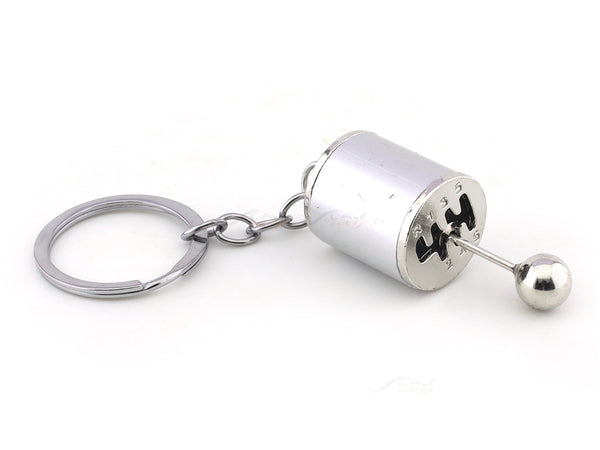 Gear shifter silver metal keyring / keychain