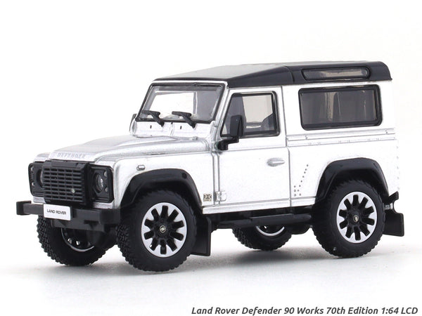 Land Rover Defender 90 Works 70th Edition matte silver 1:64 LCD Models diecast scale model car miniature