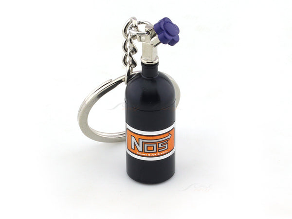 NOS cylinder black metal keyring / keychain