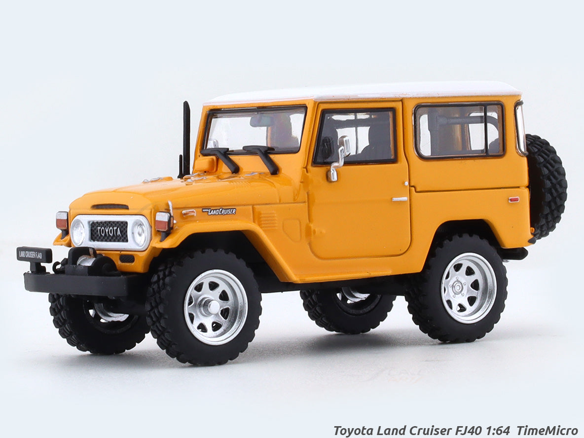 Toyota Land Cruiser FJ40 yellow with figure 1:64 TimeMicro diecast
