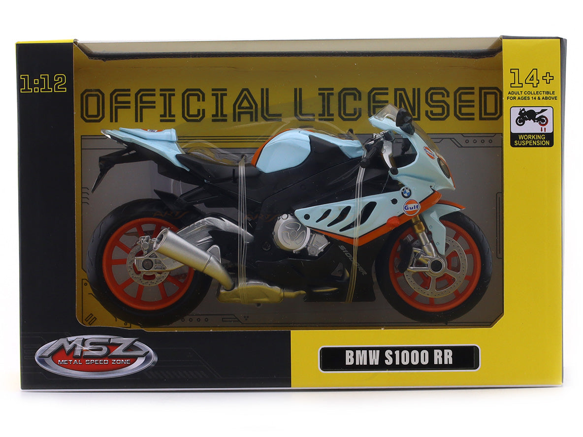 Motocicleta BMW Escala 1:12 De MSZ | Die-cast En Amarillo | Réplica Detallada Con Sistema Pull-back | Coleccionable +3 Años