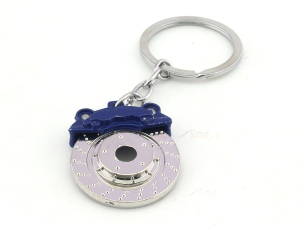 Brake Disc and Caliper blue metal keyring / keychain
