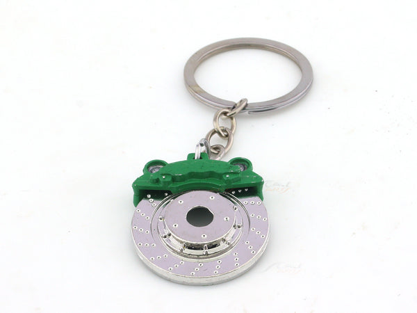 Brake Disc and Caliper green metal keyring / keychain