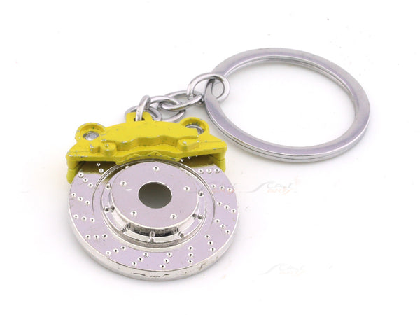 Brake Disc and Caliper yellow metal keyring / keychain