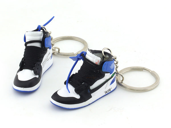 Nike Jordan Air Black Blue Shoes pair PVC keyring / keychain