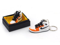 Nike Jordan Air White Orange Shoes pair PVC keyring / keychain