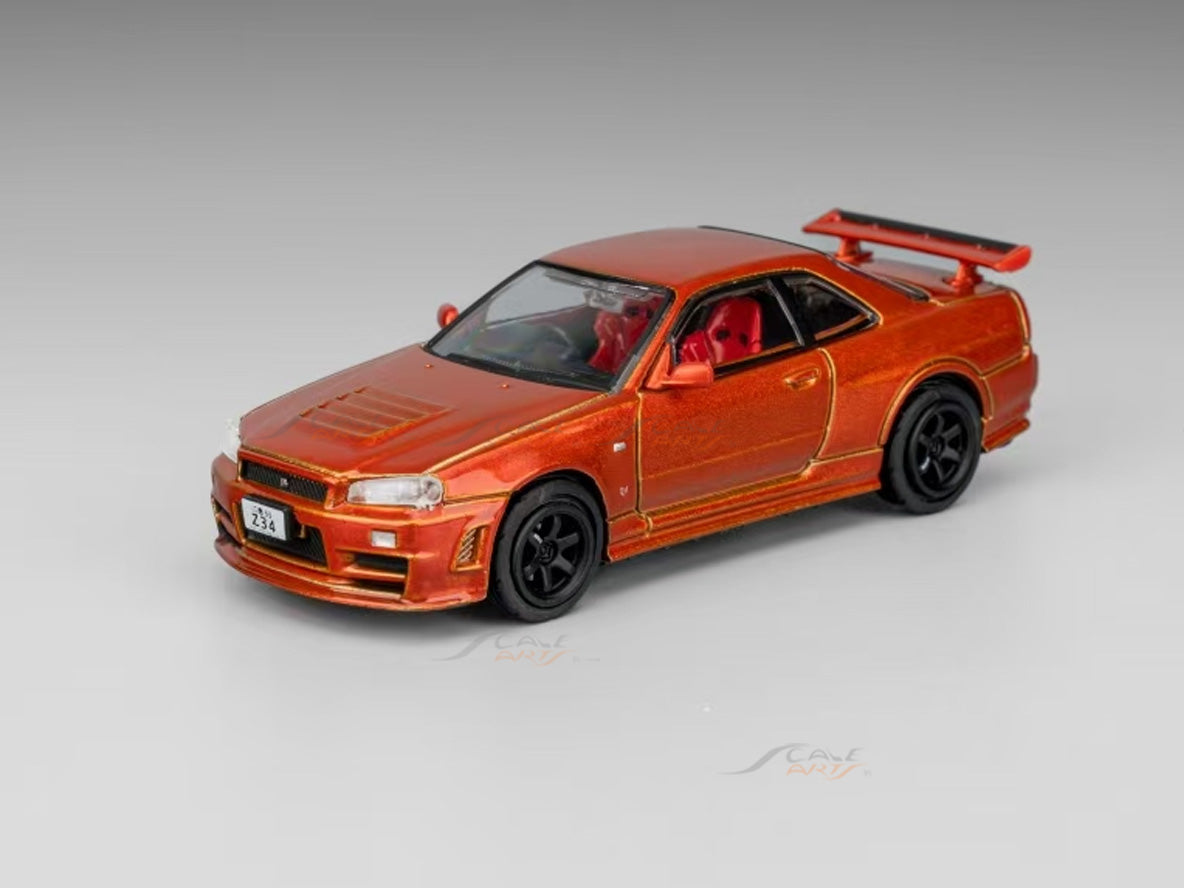 Nissan Skyline GT-R R34 Z-Tune orange 1:64 Shadow Diecast Model