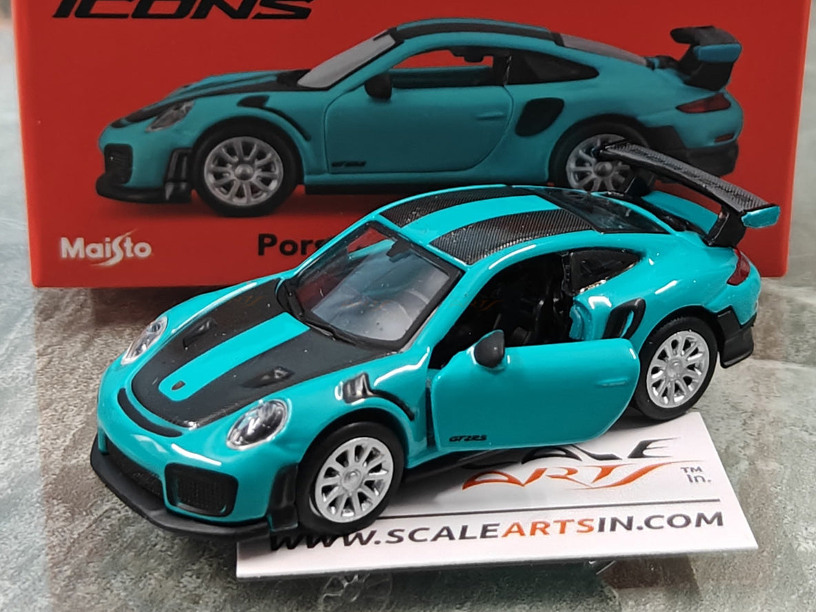 Porsche 911 GT2 RS Blue 1:64 Maisto licensed diecast scale model