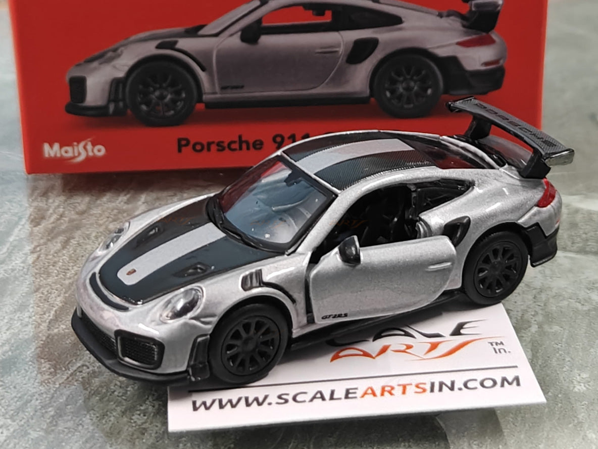Porsche 911 GT2 RS Silver 1:64 Maisto licensed diecast scale model