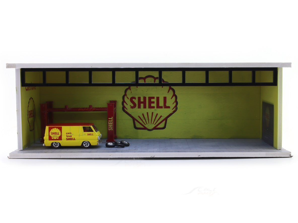 Shell Garage Diorama with Car & Power Unit 1:64 Scale Collectible