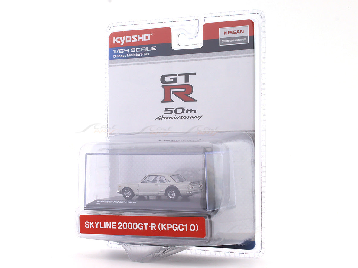 ミニカー KYOSHO NISSAN SKYLINE 2000 GT-R(KPGC10) Nissan Skyline 2000 GT-R KPGC 10 Silver 1:64 Kyosho licensed