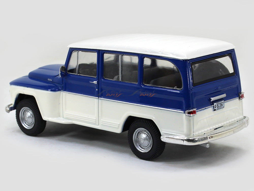 Miniature Lucky Die Cast Willys Jeep Van 1/18 - Bleu Métallisé/toit Blanc