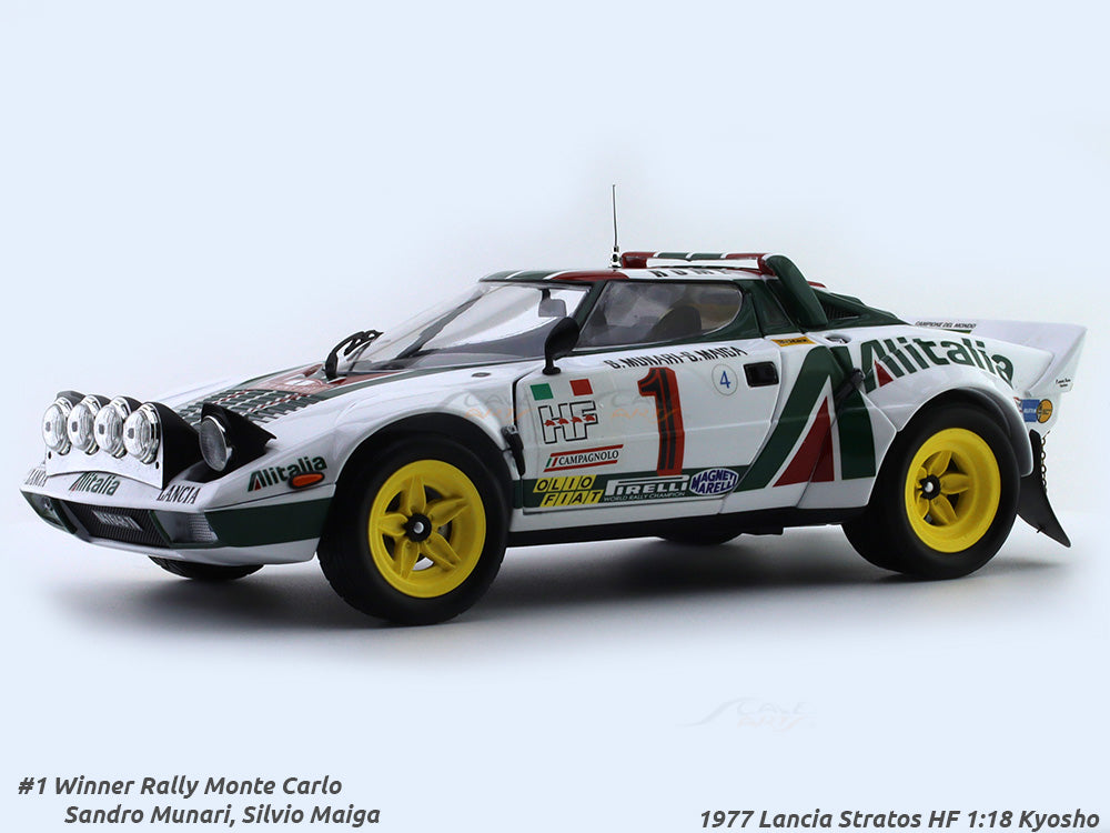 1977 Lancia Stratos HF #1 Winner Monte Carlo 1:18 Kyosho & coffee