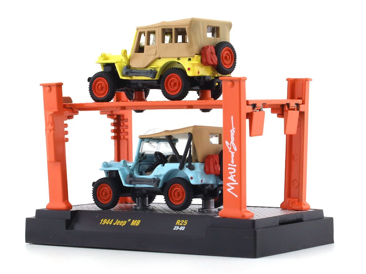 1944 Jeep MB MAUI and Sons AUTO LIFT 1:64 M2 Machines diecast scale car ...