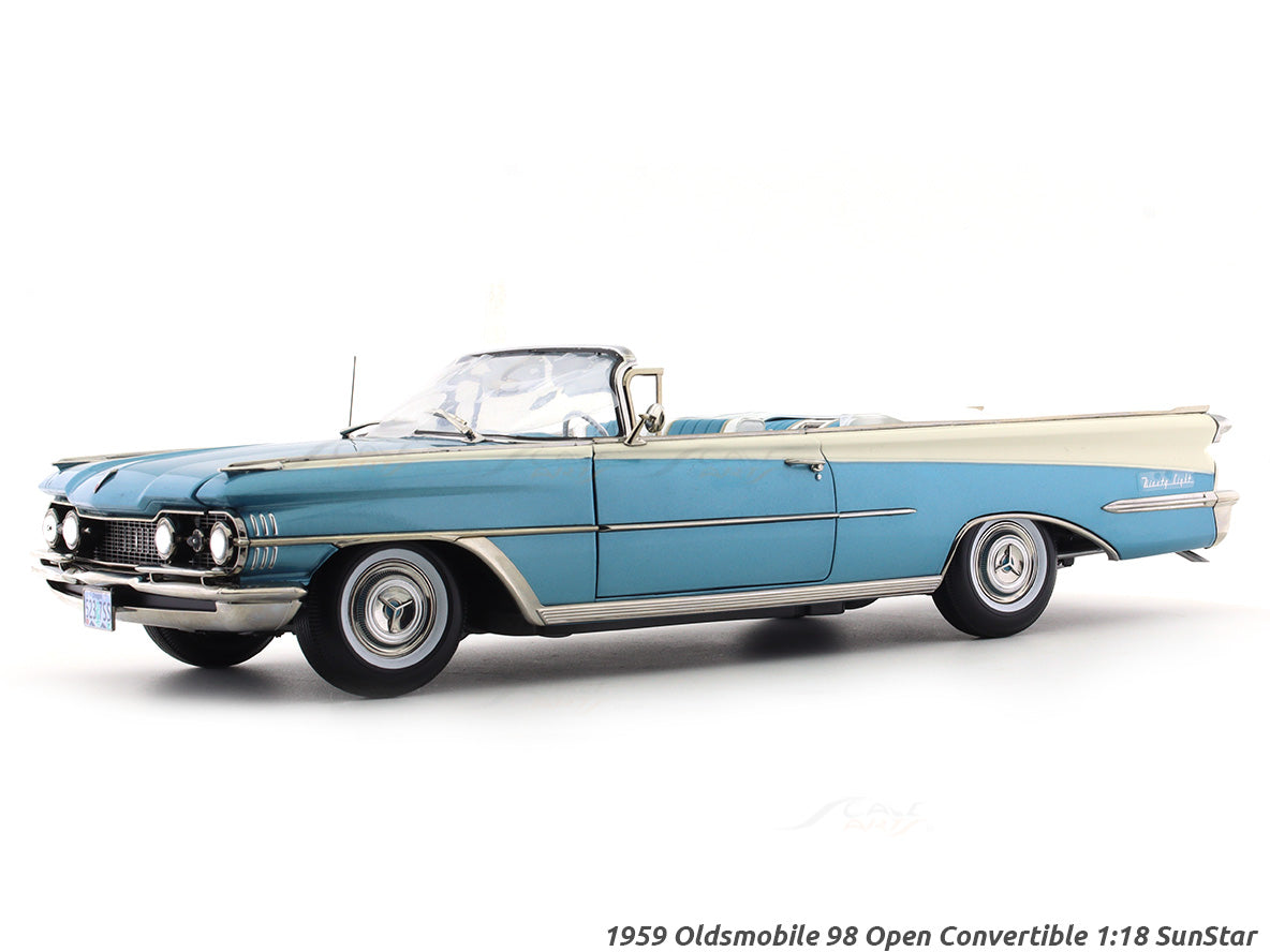 1959 Oldsmobile 98 Open Convertible Aqua Mist Polaris White 1:18