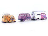 1959 Volkswagen Double Cab Pickup , Trailer & 1960 Volkswagen Delivery 1:64 M2 Machines diecast hauler scale model