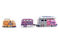 1959 Volkswagen Double Cab Pickup , Trailer & 1960 Volkswagen Delivery 1:64 M2 Machines diecast hauler scale model