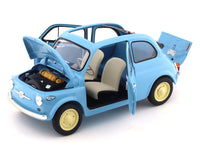 1960 Fiat 500D Cabriolet Open Top Blue 1:18 Kyosho diecast scale model car collectible