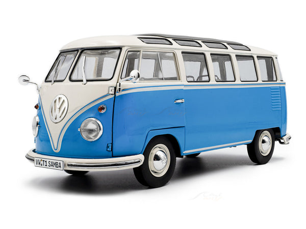 1962 Volkswagen T1 Samba Blue/White 1:18 Solido Licensed Diecast Scale Model Car Collectible