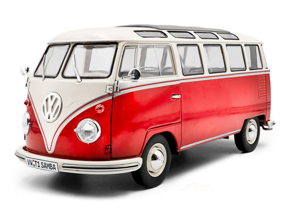 1962 Volkswagen T1 Samba Red/White 1:18 Solido Licensed Diecast Scale Model Car Collectible