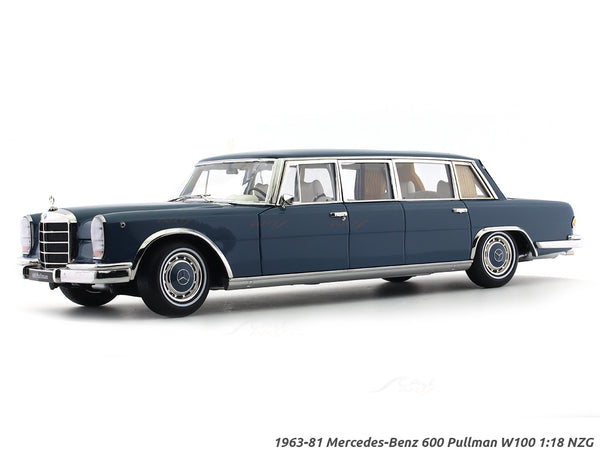 1963-81 Mercedes-Benz 600 Pullman W100 blue 1:18 NZG diecast scale model car collectible