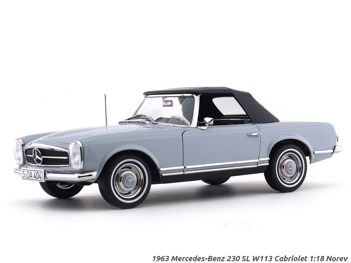 1963 Mercedes-Benz 230 SL W113 Cabriolet grey 1:18 Norev diecast Scale