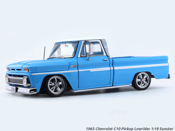 1965 Chevrolet C10 Pickup Lowrider Blue 1:18 SunStar diecast scale model car collectible