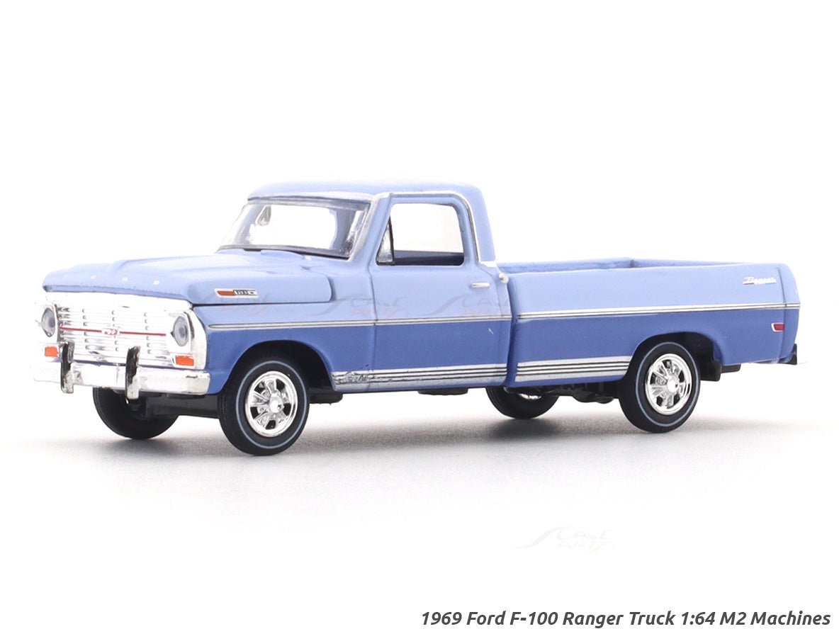 M2マシーン フォード F-100 レンジャー 4X4 & フォード・ブロンコ 1969 Ford F-100 Ranger Truck blue 1:64 M2 Machines licensed