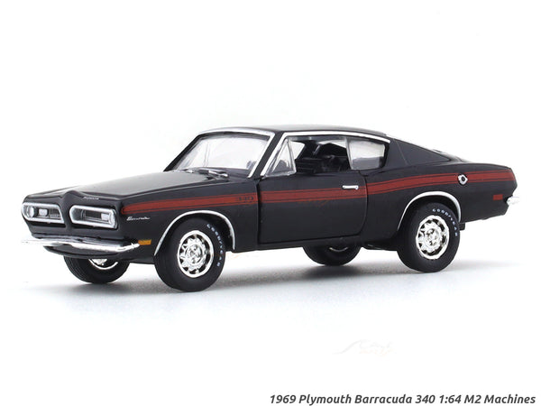 1969 Plymouth Barracuda 340 black 1:64 M2 Machines diecast scale car collectible