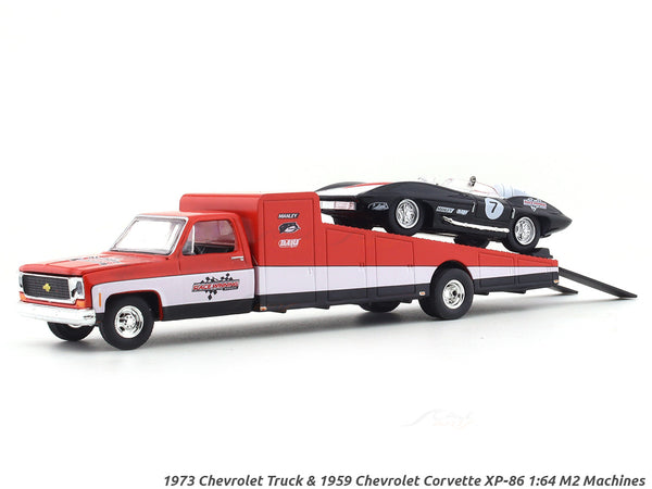 1973 Chevrolet Truck & 1959 Chevrolet Corvette XP-86 1:64 M2 Machines diecast hauler scale model