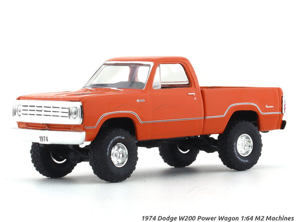 1974 Dodge W200 Power Wagon orange 1:64 M2 Machines diecast scale car collectible