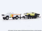 1979 Dodge 150 Power Wagon & 1969 Plymouth Road Runner 1:64 M2 Machines diecast hauler scale model