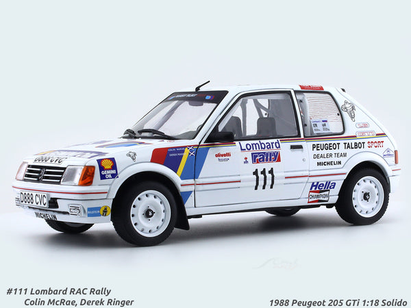 1988 Peugeot 205 GTi Lombard RAC Rally 1:18 Solido diecast scale model car collectible