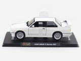 1988 BMW 3 Series M3 E30 White 1:24 Bburago with Acrylic Case Licensed Diecast Scale Model Car Collectible