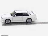 1988 BMW 3 Series M3 E30 White 1:24 Bburago with Acrylic Case Licensed Diecast Scale Model Car Collectible