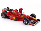 Red Formula 1 car model with visible branding on a white background