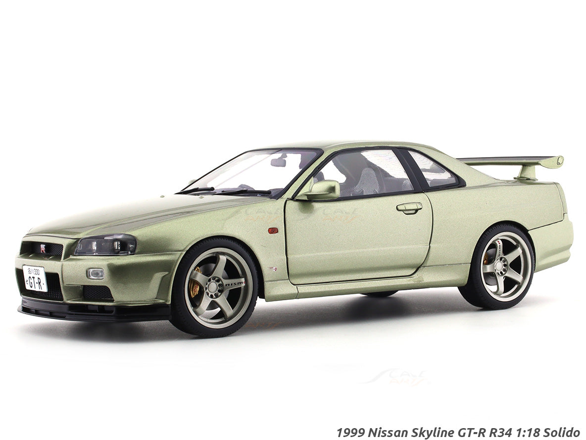 1999 Nissan Skyline GT-R R34 light green 1:18 Solido diecast scale