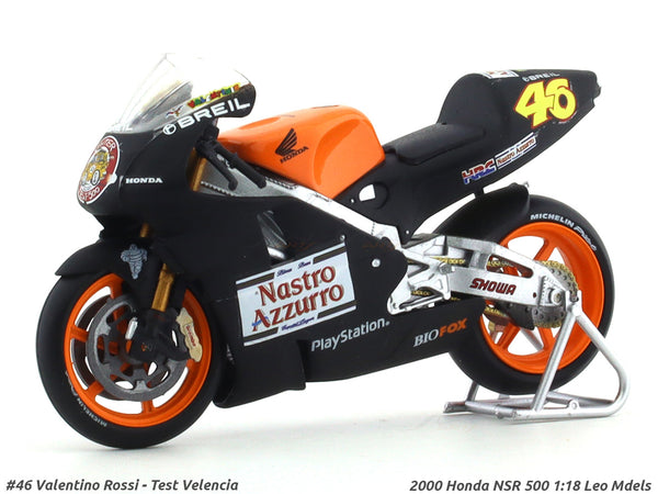 2000 Honda NSR 500 #46 Valentino Rossi Test Velencia 1:18 Leo Models diecast scale bike