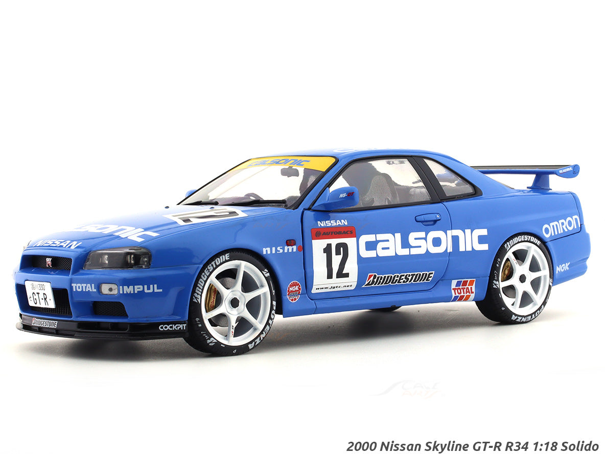 2000 Nissan Skyline GT-R R34 Calsonic Tribute 1:18 Solido diecast scale ...