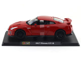 2017 Nissan GT-R R35 Red 1:24 Bburago with Acrylic Case Licensed Diecast Scale Model Car Collectible