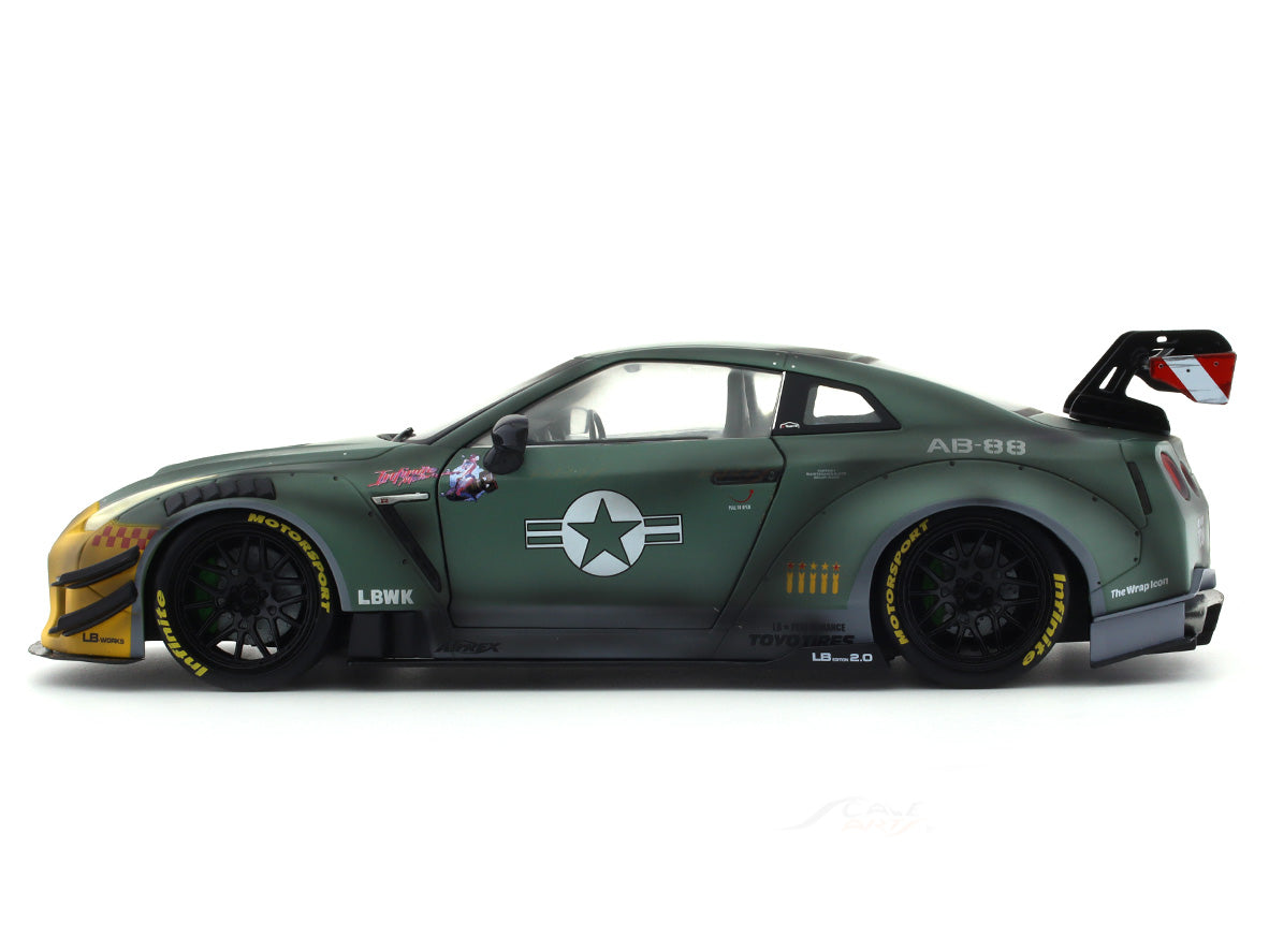 2022 Nissan GT-R R35 LBWK 2.0 Army Fighter 1:18 Solido diecast scale ...