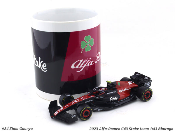 2023 Alfa-Romeo C43 Stake team Zhou Guanyu 1:43 Bburago & Coffee mug set scale model car